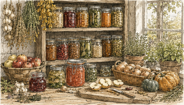 Preserved food in jars